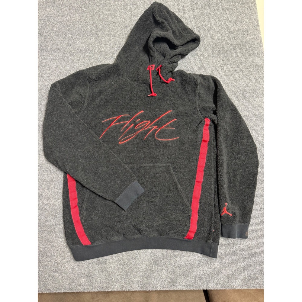 Jordan Men's Black/Red Fleece Pullover Hoodie Logo Pockets Size M bundle of 2